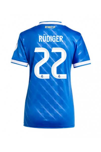 Real Madrid Antonio Rudiger #22 Jalkapallovaatteet Naisten Kolmaspaita 2025-26 Lyhythihainen Real Madrid Antonio Rudiger #22 Jalkapallovaatteet Naisten Kolmaspaita 2025-26 Lyhythihainen